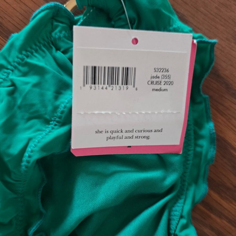 Kate Spade Women's Green Ruffle Edge Low-Rise Bikini Bottom Swimwear Size M - Picture 4 of 4